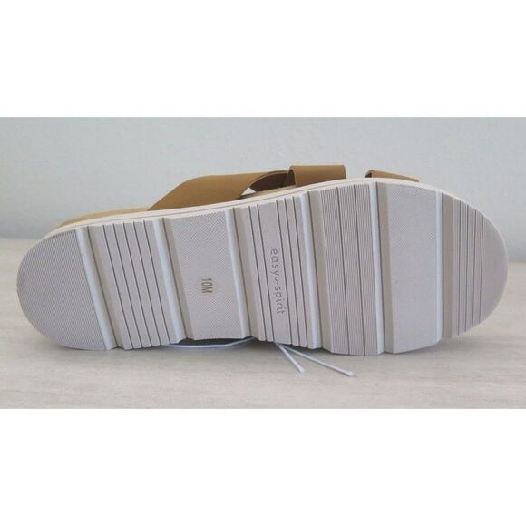 Easy Spirit Women's Sz 10M Tan Woven Leather Cushiony Slide-On Wedge Sandals - Picture 10 of 10